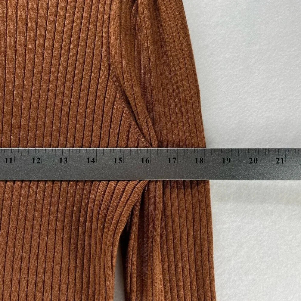 Hooked Up Sweater Dress Sz XL Ribbed Bodycon Mini Mock Neck Long Sleeve Brown - Picture 9 of 11